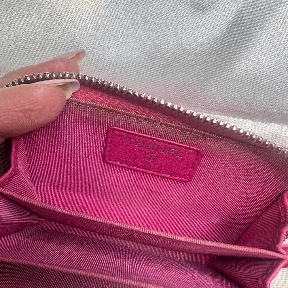 ♥️ Chanel Authentic Pink Leather Card Holder Wallet ❤️ - Picture 13 of 15